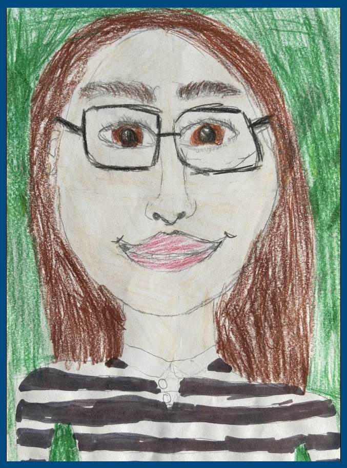 Von Kindern gezeichnetes Bild von Frau Datz