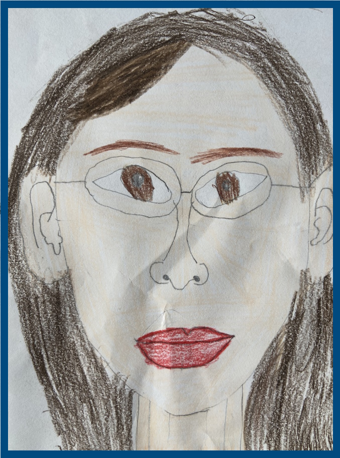 Von Kindern gezeichnetes Bild von Frau Hoffmann