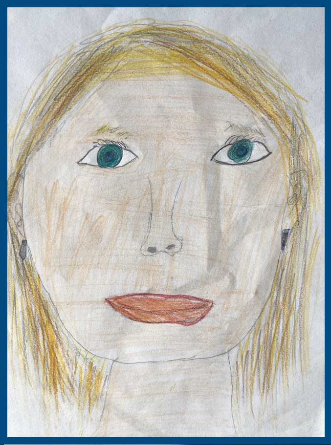 Von Kindern gezeichnetes Bild von Frau Zimmermann